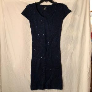 Rue21 short sleeve sweater dress blue sequins
